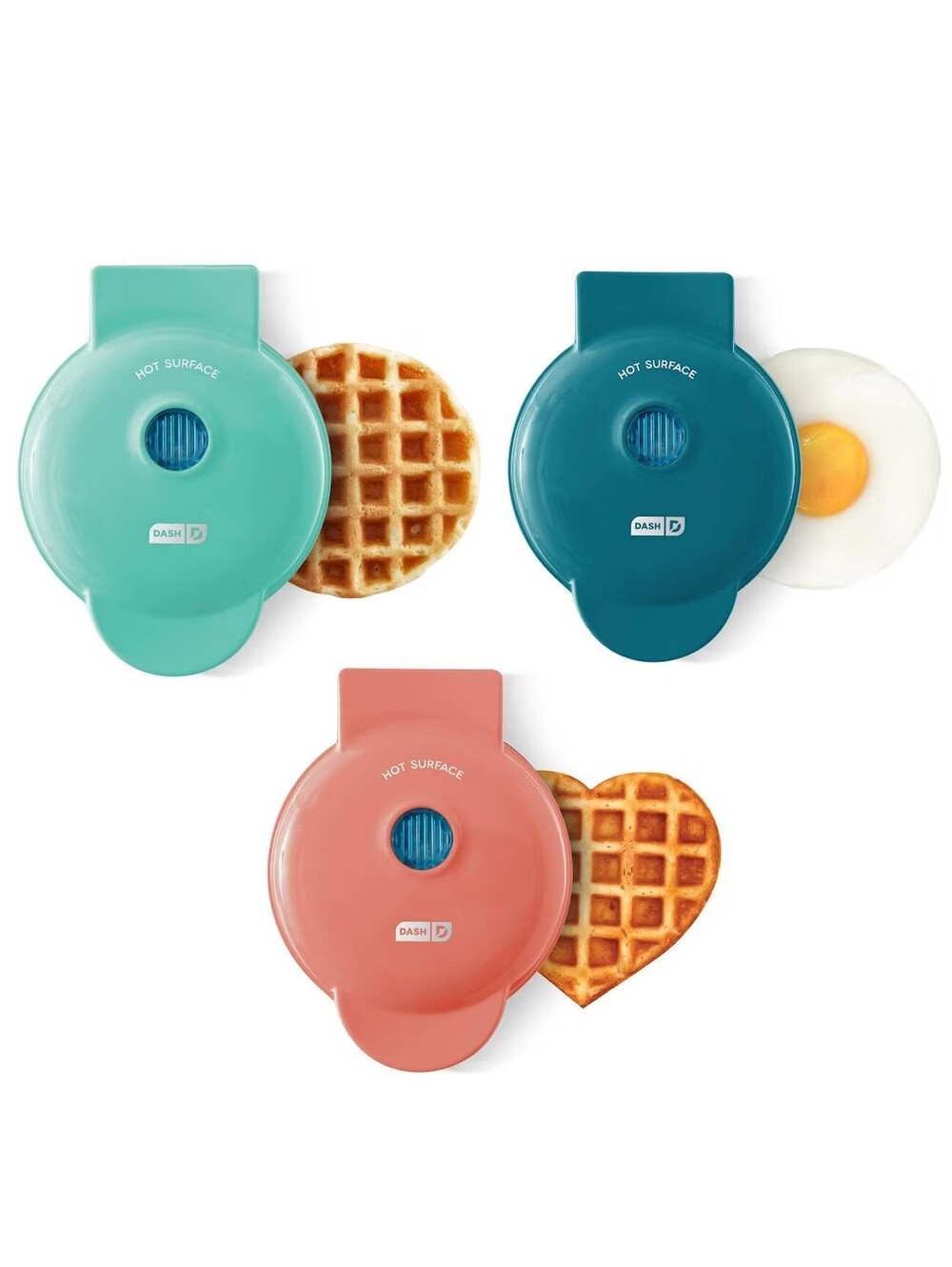 DASH Multi-Plate Mini Maker Waffle Pancake Heart Aqua